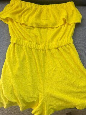 SunGlo of Miami Vintage 70s Canary Yellow Terrycloth Romper